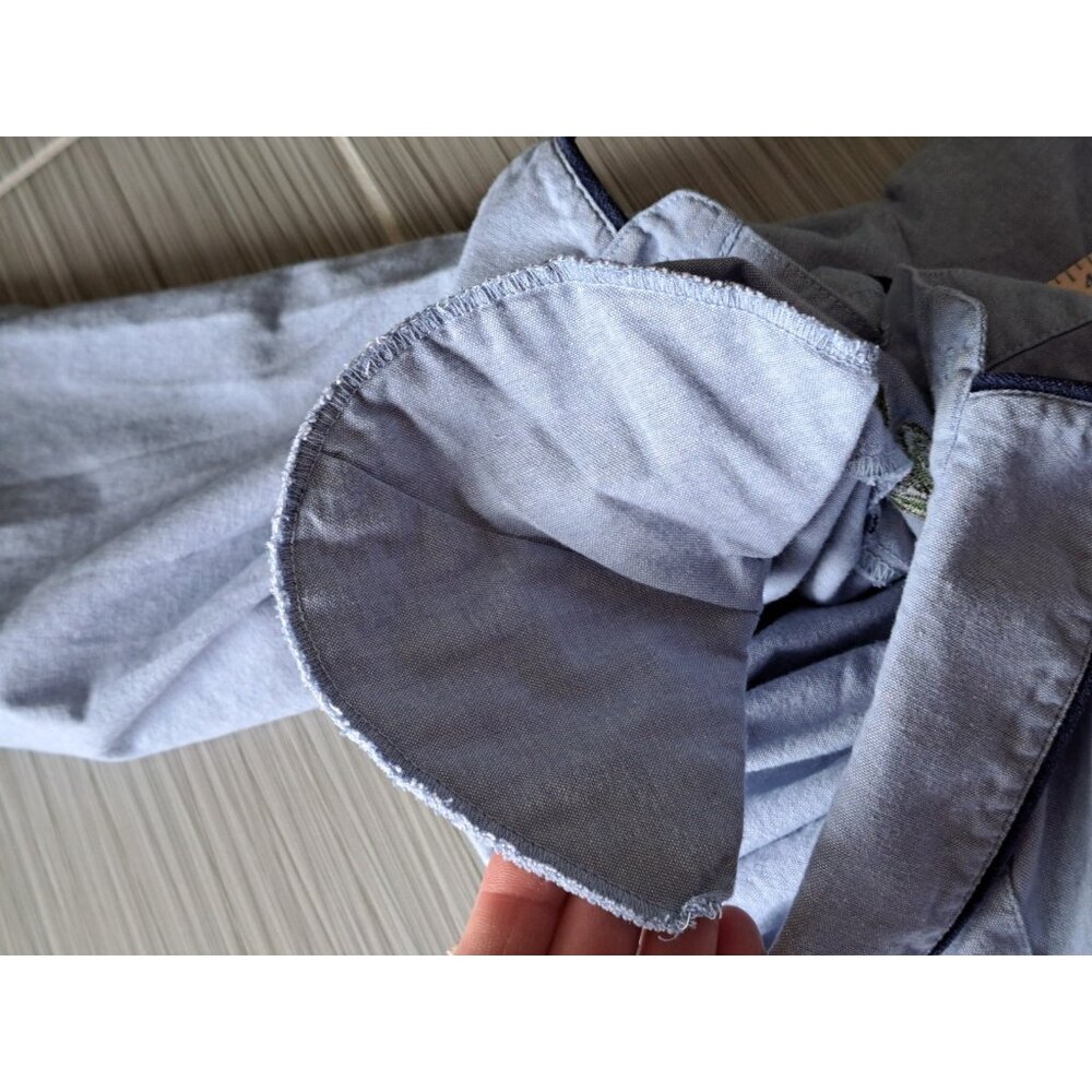 VTG Fall Cornstalk Fall Harvest 3D Blue Chambray Long Sleeve Shirt Women's 16 - Picture 12 of 12
